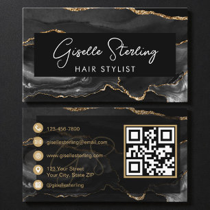 Black Gold Hair Stylist QR-Code Visitenkarte