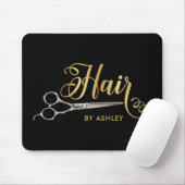Black & Gold Hairstylist Salon Name Mousepad (Mit Mouse)
