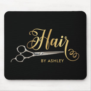 Black & Gold  Hairstylist Salon Name Mousepad