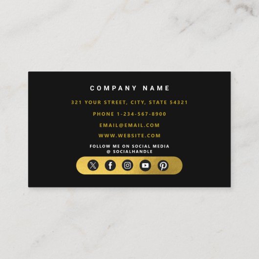 Black Gold Hammer Zuhause Gebäude Construction Visitenkarte (Rückseite)