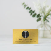 Black Gold Hammer Zuhause Gebäude Construction Visitenkarte (Stehend Vorderseite)