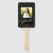 Black Gold Hand Drawn Doodle Graduation 2 Photo Fächer (Rückseite)