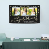 Black Gold Hand Drawn Doodles Graduation 3 Photo Banner (Messeveranstaltung)