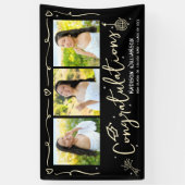 Black Gold Hand Drawn Doodles Graduation 3 Photo Banner (Vertikal)