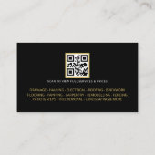 Black Gold Handyman Repair & Maintenance QR Code Visitenkarte (Rückseite)