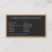 Black Gold Handyman Wood Construction Visitenkarte (Rückseite)