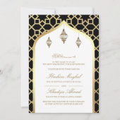 Black Gold Hanging Lanterns Muslim Hochzeit Einladung (Vorderseite)
