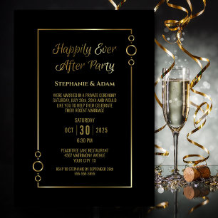 Black Gold Happily Ever After Hochzeitsempfang Einladung