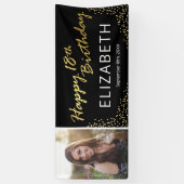 Black Gold Happy 18. Geburtstag Foto Banner (Vertikal)