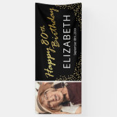 Black Gold Happy 80. Geburtstag Foto Banner (Vertikal)