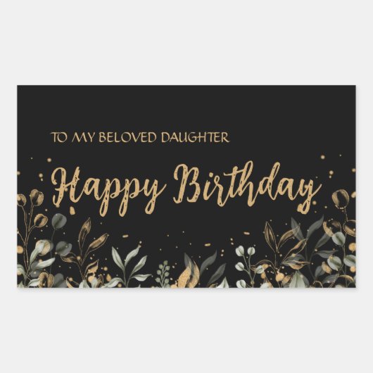 Black Gold Happy Birthday Sticker (Vorderseite)