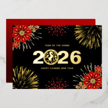 Black Gold Happy Chinese New Year of the Horse