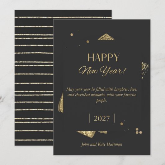 Black & Gold Happy New Year  (Vorne/Hinten)