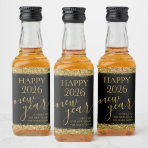 Black Gold Happy New Year 2023 Custom Gift Alkoholflaschenetikett