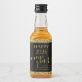 Black Gold Happy New Year 2023 Custom Gift Alkoholflaschenetikett (Vorderseite)