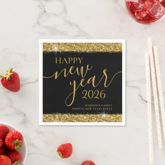 Black Gold Happy New Year 2023 Custom Serviette (Beispiel)