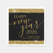 Black Gold Happy New Year 2023 Custom Serviette (Vorderseite)
