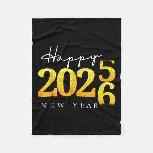 Black Gold Happy New Year 2026 New Years Eve Party Fleecedecke (Vorderseite)