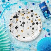 Black Gold Happy New Year Confetti Pappteller (Party)