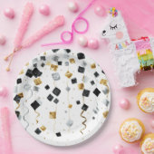 Black Gold Happy New Year Confetti Pappteller (Party)