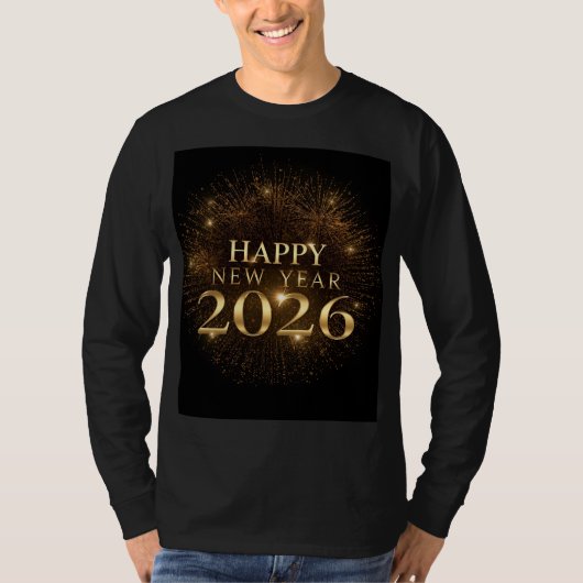 black gold happy new year long sleeve shirt (Vorderseite)