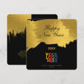 Black Gold Happy New Year Script Business Logo (Vorne/Hinten)