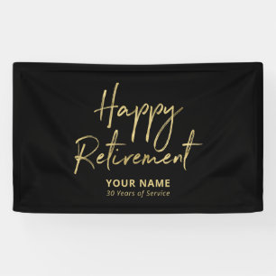Black & Gold Happy Retirement Party Banner