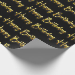 Black & Gold Happy zum Geburtstag Geschenkpapier