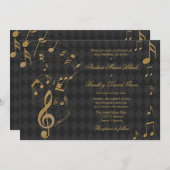Black Gold Harlequin Music Wedding Einladung (Vorne/Hinten)