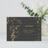 Black Gold Harlequin Musiknoten Hochzeit RSVP-Kart RSVP Karte (Stehend Vorderseite)