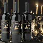 Black Gold Hat & Broom Witchs Brew Halloween-Party Weinetikett