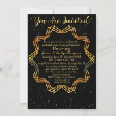 Black & Gold Heart Chic 10. Hochzeitstag Einladung (Rückseite)