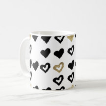 Black & Gold Heart Tasse