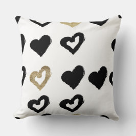 Black & Gold Hearts Kopfkissen Kissen