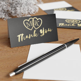 Black Gold Hearts Mini Wedding Danke Karten