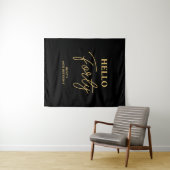 Black & Gold Hello 40th Birthday Party Welcome Wandteppich (Beispiel (Horizontal))