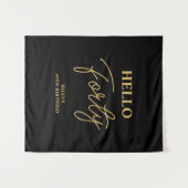 Black & Gold Hello 40th Birthday Party Welcome Wandteppich (Vorderseite (Horizontal))