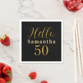 Black Gold Hello 50 Personalized 50th Birthday Serviette (Beispiel)