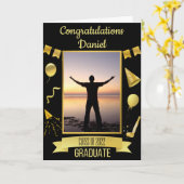 Black & Gold Herzlichen Glückwunsch Abschluss Karte (Gelbe Blume)