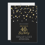 Black & Gold Hexagon Confetti 40. Geburtstags-Part Einladung<br><div class="desc">Feiern Sie Ihren besonderen Tag mit dieser modernen 40. Party Einladung. Dieses Design verfügt über ein stilvolles Schriftzeichen "40. Geburtstag" mit hexagonförmigen Konfetti mit einer schwarz-goldenen Farbkombination. Mehr Party-Vorräte gibt es in meinem Shop BaraBomDesign.</div>