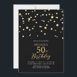 Black & Gold Hexagon Confetti 50. Geburtstagsparty Einladung<br><div class="desc">Feiern Sie Ihren besonderen Tag mit dieser modernen 50. Geburtstagsfeier. Dieses Design verfügt über ein stilvolles Schriftzeichen "50. Geburtstag" mit Hexagon Konfetti mit einem Schwarz & Gold Farbthema. Sie können gedruckte Einladung bestellen oder digitale Einladungen herunterladen, um sie sofort zu versenden. Mehr Einladungen und Party-Vorräte gibt es in meinem Shop...</div>