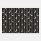 Black & Gold Hexe, Monde & Pumpkins Halloween Geschenkpapier Set (Vorderseite 2)
