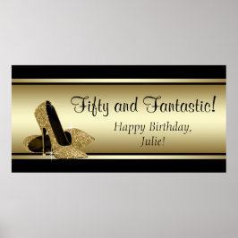 Black Gold High Heel Geburtstagsparty Banner Poster