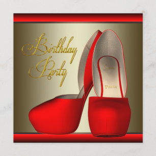 Black Gold High Heel Schuhe Geburtstagsparty Einladung