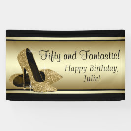 Black Gold High Heel Shoe Geburtstagsparty Banner