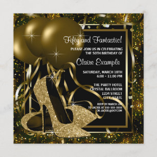 Black Gold High Heels Frauen Geburtstagsparty Einladung