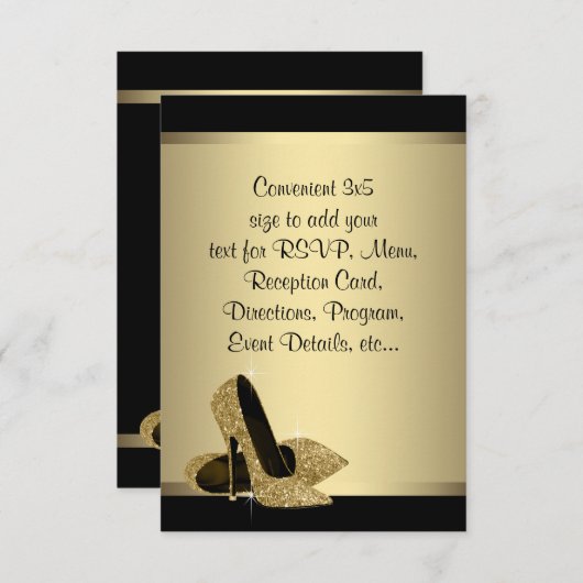 Black Gold High Heels UAWG RSVP Karte (Vorne/Hinten)