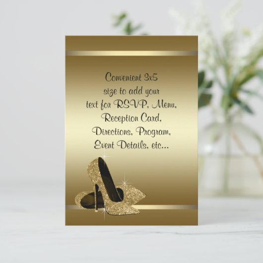 Black Gold High Heels UAWG RSVP Karte (Stehend Vorderseite)