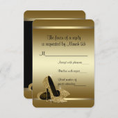 Black Gold High Heels UAWG RSVP Karte (Vorne/Hinten)