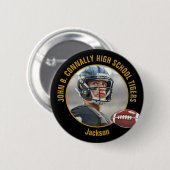 Black Gold High School Football Player Photo Button (Vorne & Hinten)